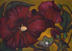 Two Hibiscus Buds and Pod 30x42 10.13