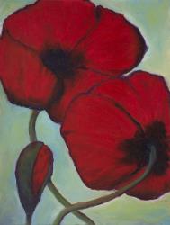 Two Poppies and Bud 24x18 8.13